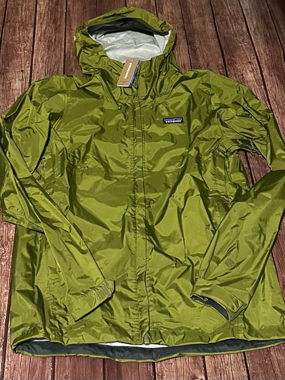 Patagonia Lightweight Kids Green Hooded Rain Jacket